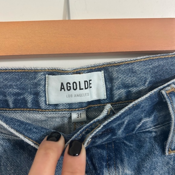 AGOLDE Parker Denim Cutoff Shorts Size 31 NWT High Rise Button Fly Distressed - Picture 5 of 8